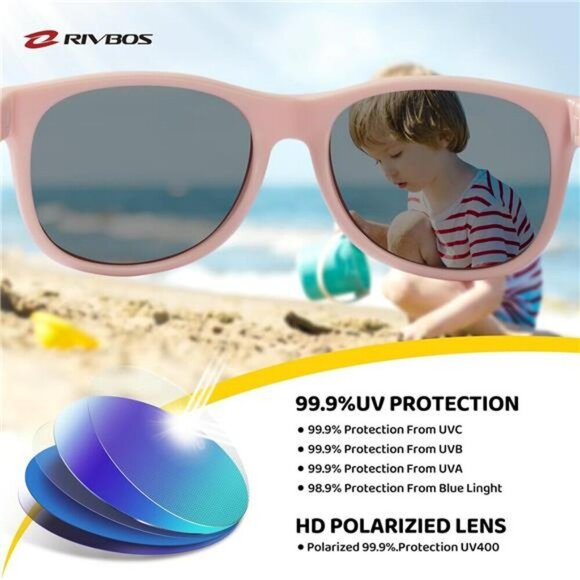 Kids Polarized Sunglasses UV Protection Flexible Rubber Strap Boys Girls Shade - Picture 3 of 7